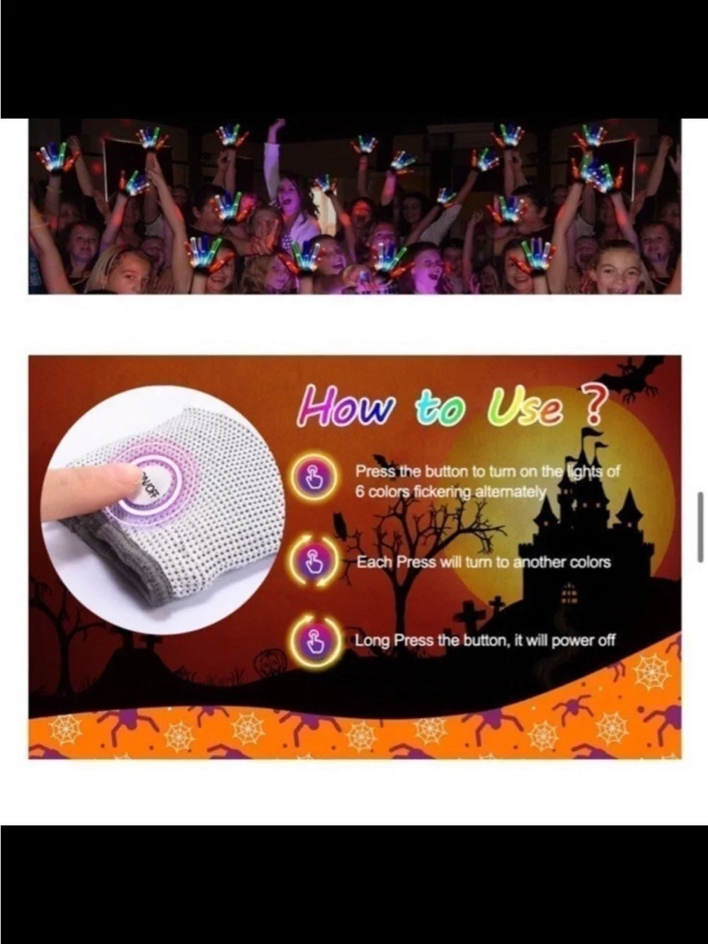 LED Light-Up Party Gloves - Multicolor